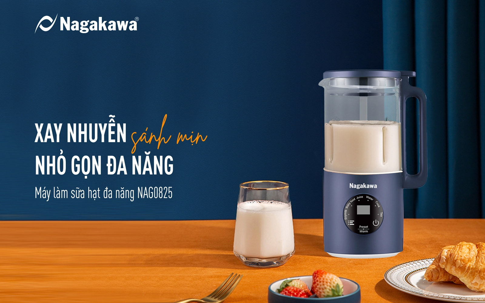 Máy làm sữa hạt đa năng Nagakawa NAG0825 (0,6L - 500W) - Hàng chính hãng