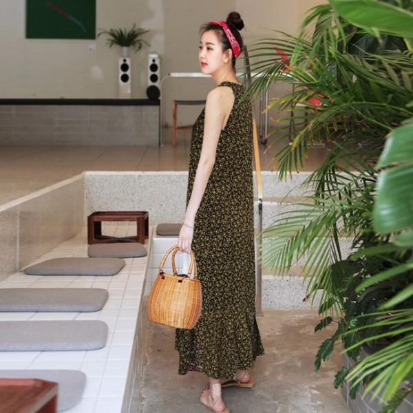 Váy Đầm Nữ Cổ Yếm Hoa Nhí - MH038