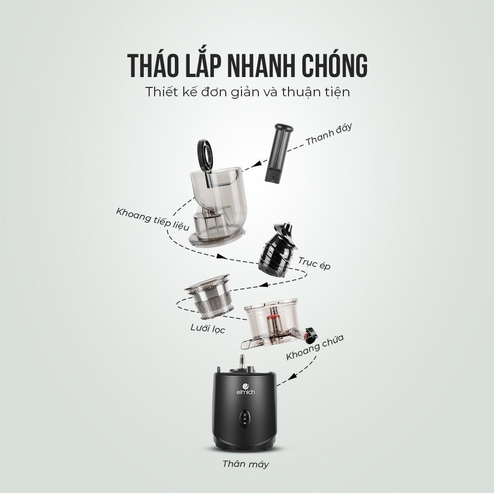 Máy Ép Chậm Elmich JEE-1855OL 240W (Tặng Kèm Bình Giữ Nhiệt) Hàng Chính Hãng