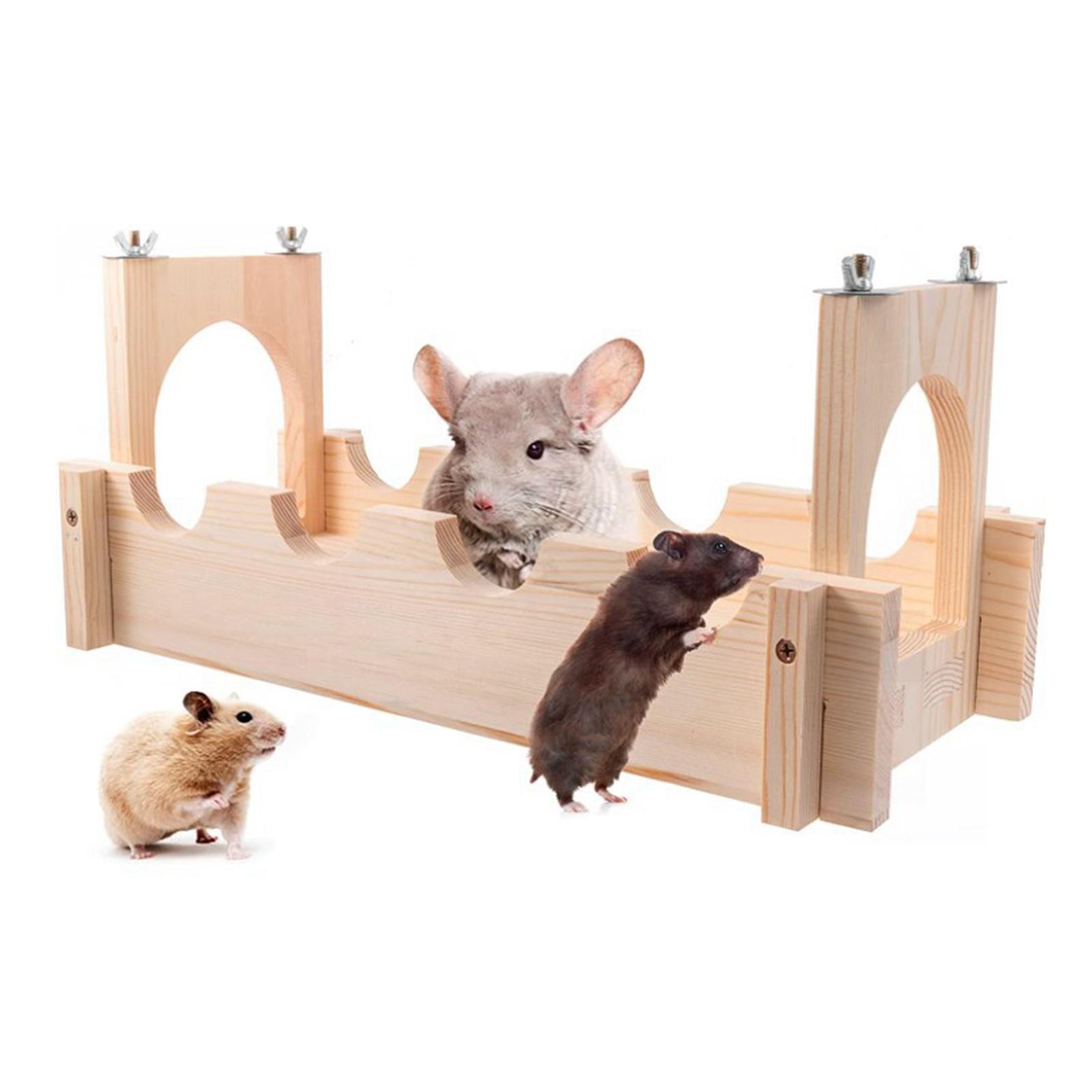 Animal Playing Platform Toy Pet Bridge Cage Accessories Easy to Clean Durable Hanging Wood for Squirrels Mice Exercise Climbing