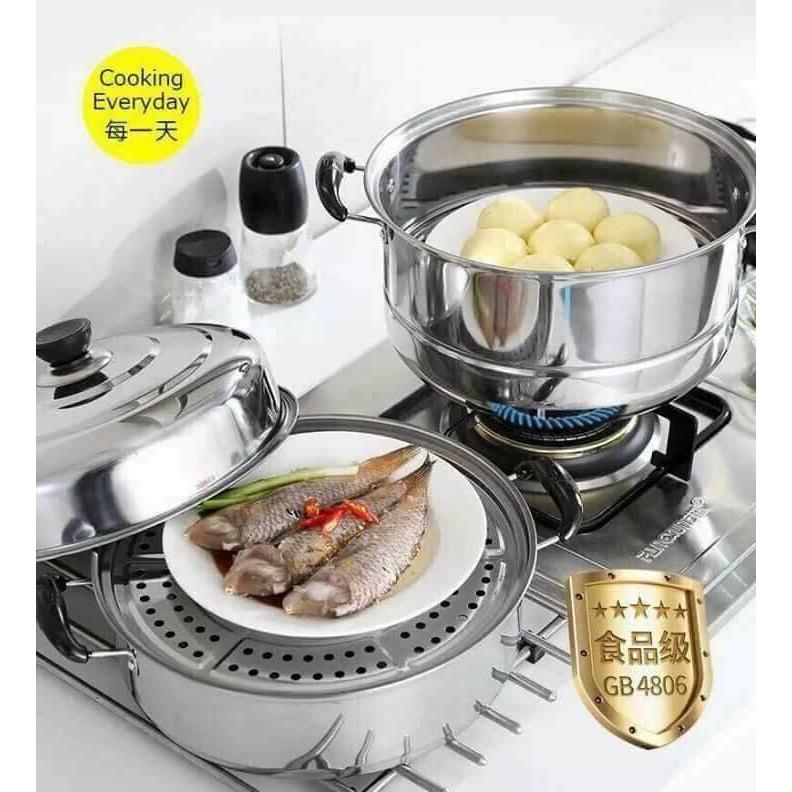 Nồi hấp inox 3 tầng 28cm