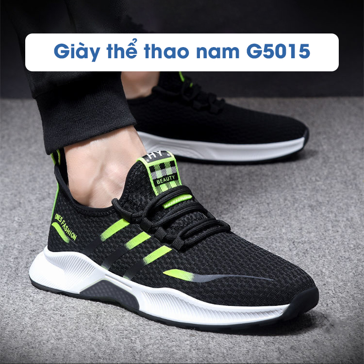 Giày Thể Thao Nam GEMI - Giày Sneaker Màu Xanh  Đen, Giày Thể Thao Độ Đàn Hồi Tốt, Chống Trơn  - G5015