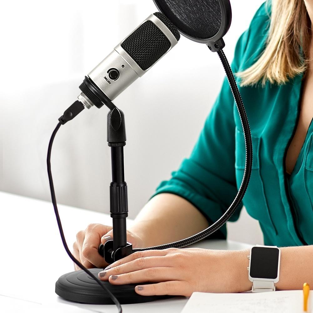 Micrô ngưng tụ chuyên nghiệp PC Studio Micrô USB cho máy tính chơi game Truyền phát video Mic Podcasting Ghi âm