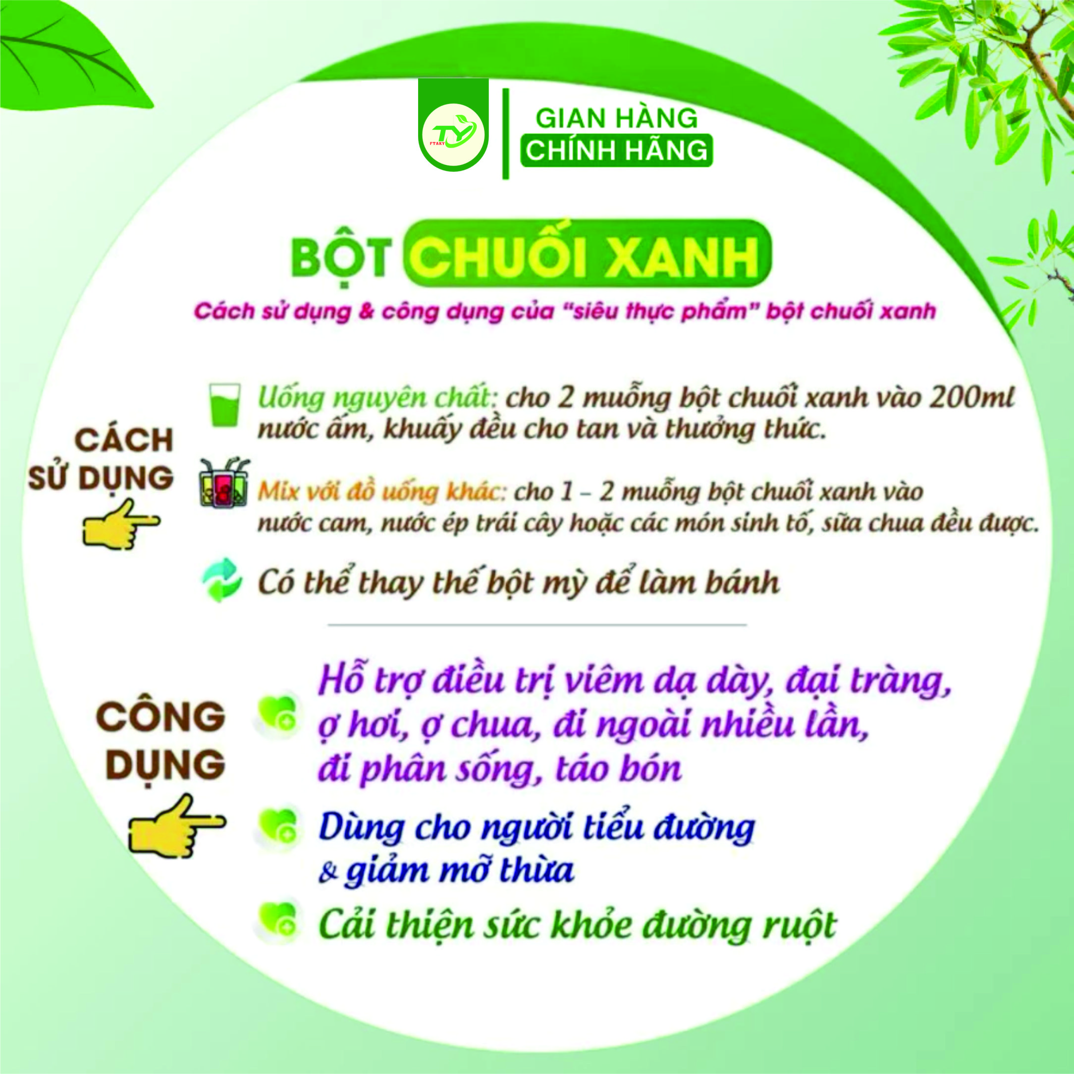 Bột Chuối Xanh Ftaky OCOP 3 Sao, Sấy Lạnh, Giàu Tinh Bột Kháng hộp 500g