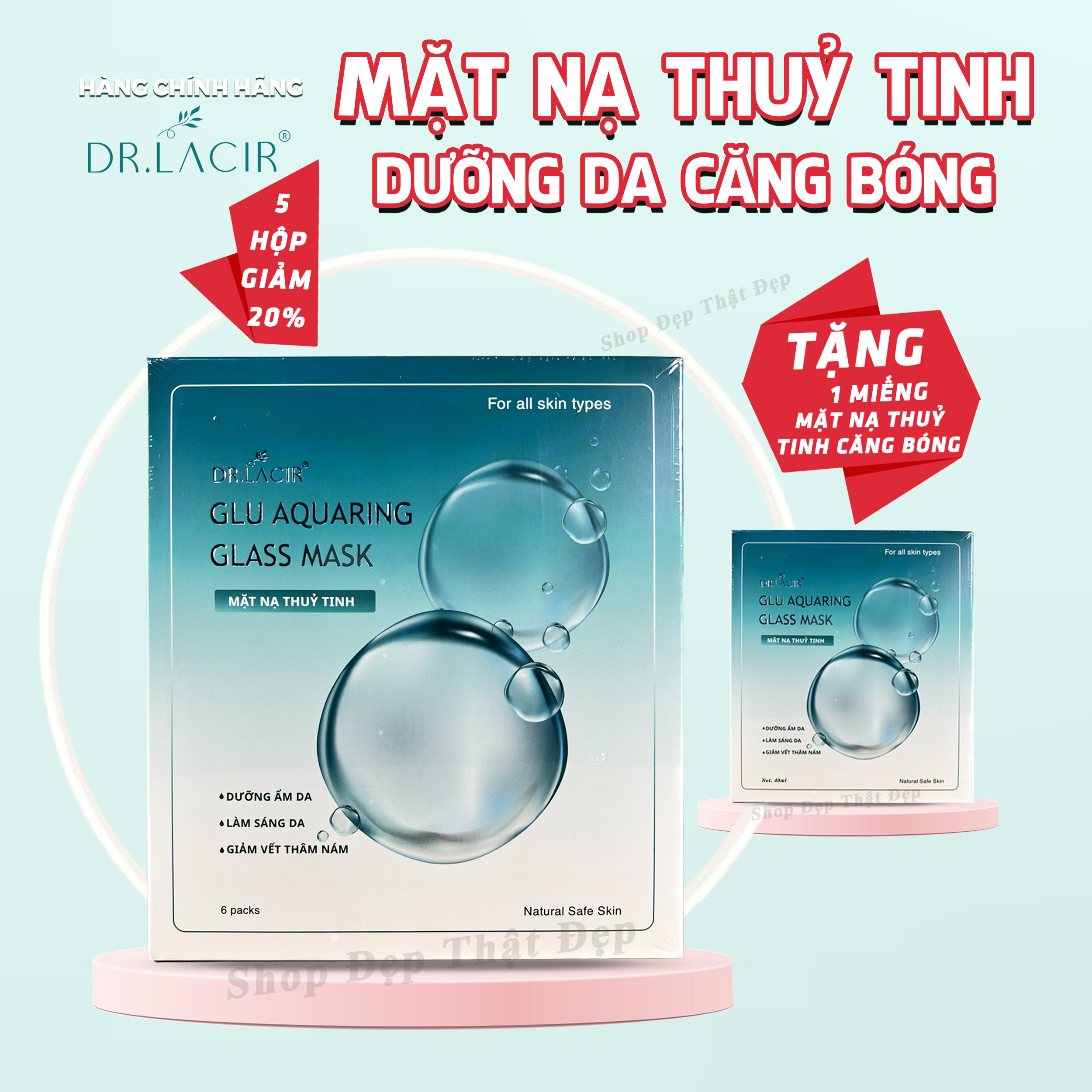 Mặt Nạ Thuỷ Tinh Dr Lacir - Glu Aquaring Glass Mask: Dưỡng Ẩm Da, Làm Sáng Da. Giảm Vết Thâm Nám