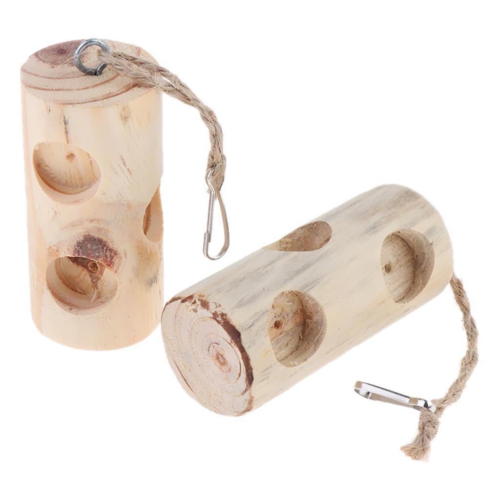 2 Pcs Wooden Hanging Swing Parakeet Cockatiel Conure Parrot Bird Cage Toys