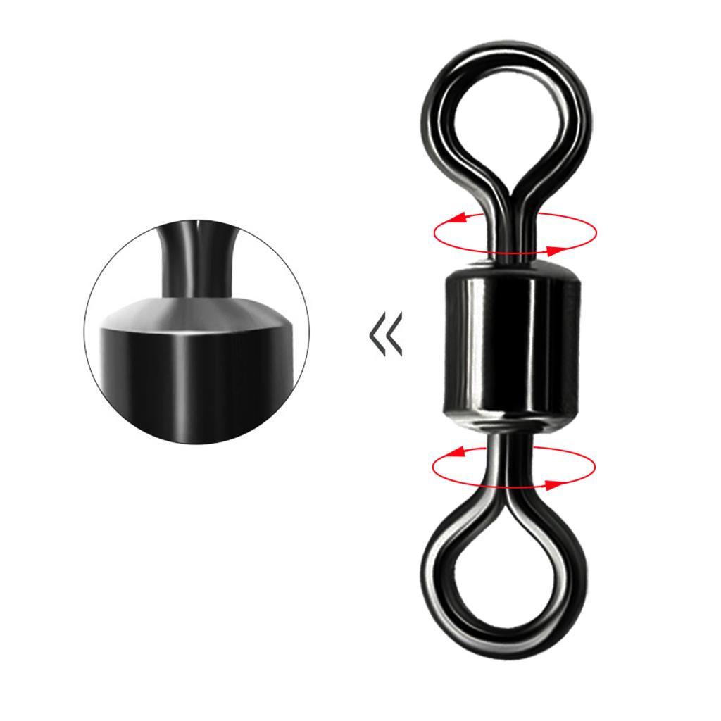 200-500pcs Fishing Rolling Barrel Swivel Connector Tackle Strong Copper Black Nickel Saltwater Fishing Swivels Hooks Lines Connect Hooks