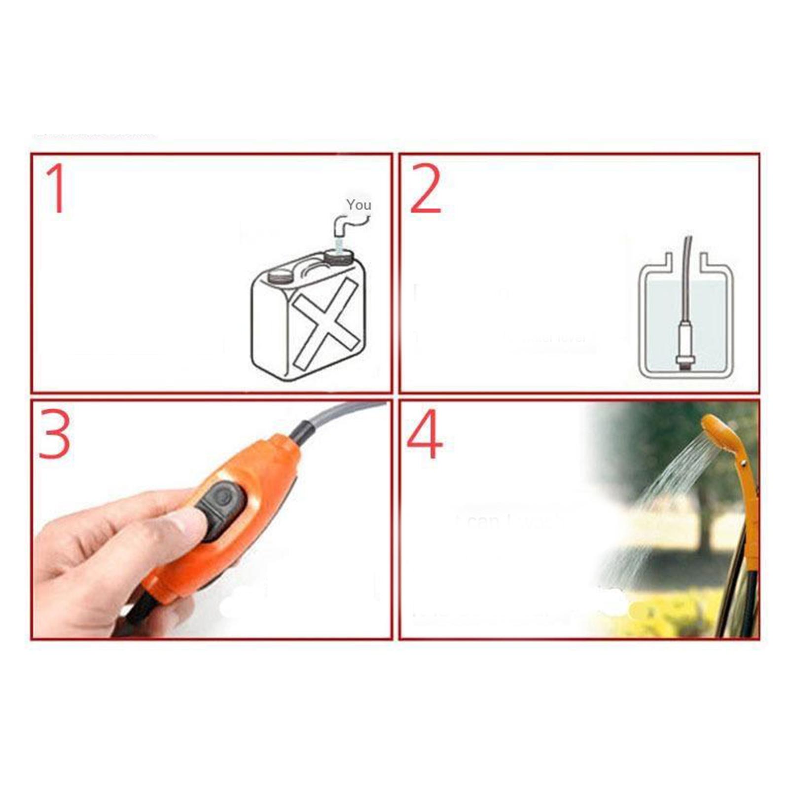Portable Outdoor Shower Folding Bucket Kit, Camping Car 12V Cigarette Water Heated Basin Bag Container, Car Pet Washer Washing Pump