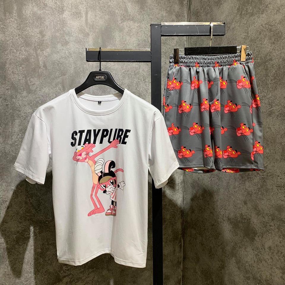 Áo phông tay lỡ unisex áo thun nam nữ form rộng Báo hồng STAYPURE THE 1992