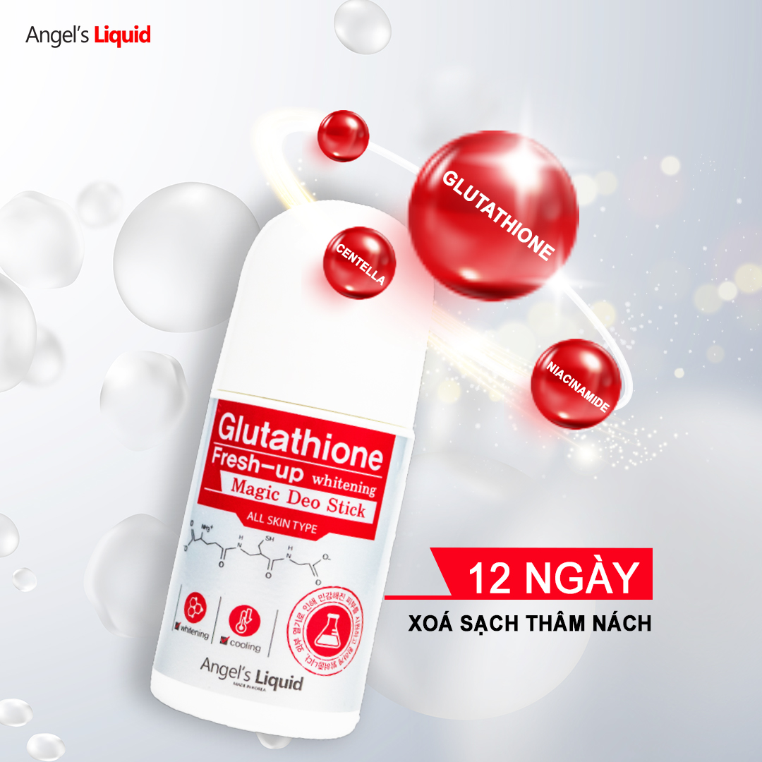 Lăn Khử Mùi, Dưỡng Trắng, Giảm Thâm Angel's Liquid Glutathione Fresh-Up Whitening Magic Deo Stick 60ml