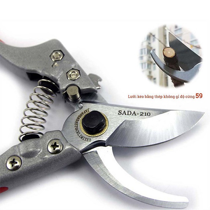 Kéo cắt cành tỉa cây nhật bản siêu sắc SADA 210 tặng kèm 1 lò so thay thế hàng cao câp