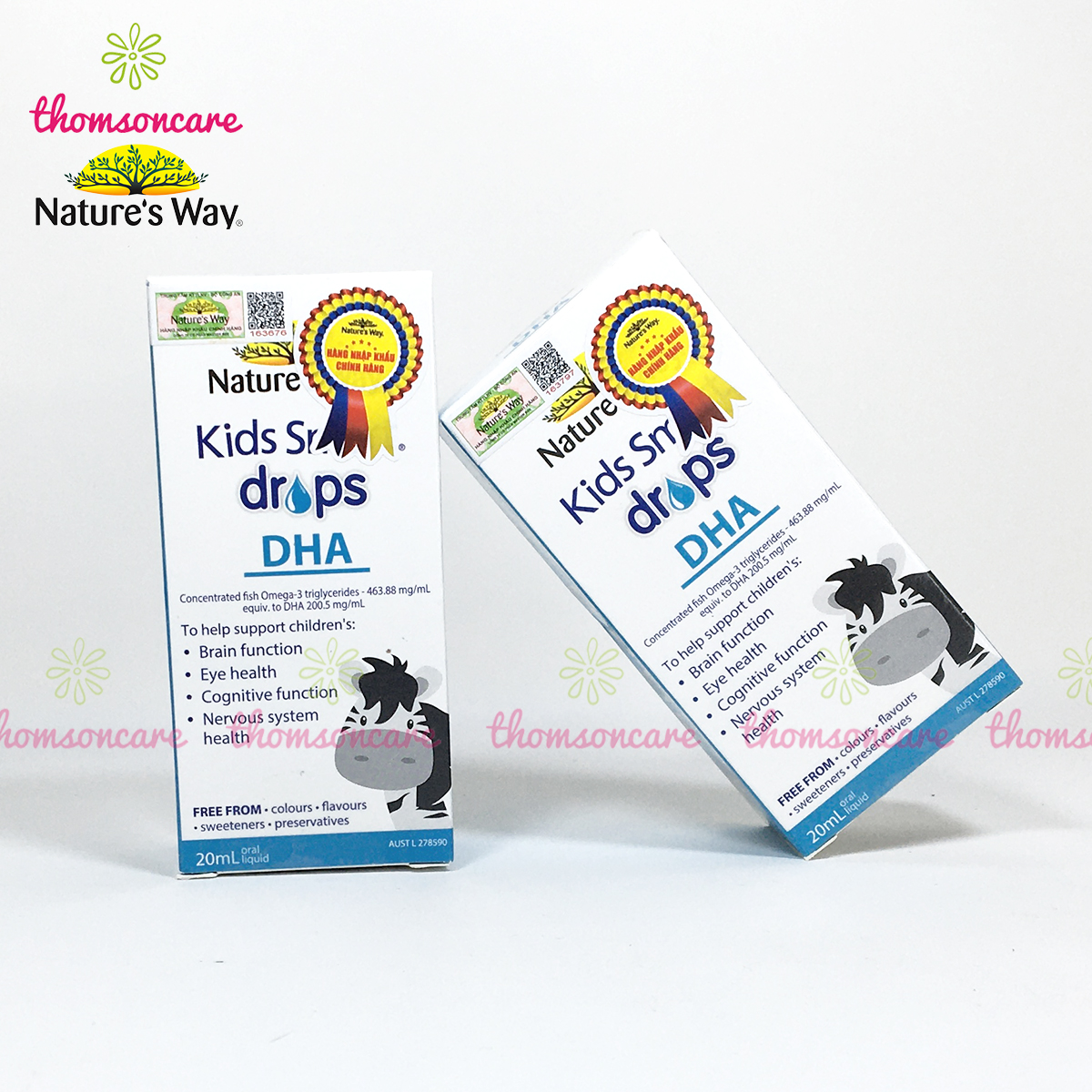 Bổ sung DHA dạng giọt cho bé - Nature's Way Kids Smart Drops DHA - Lọ 20ml Giúp trẻ thông minh, phát triển não bộ từ sơ sinh