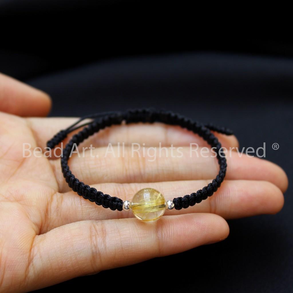 Vòng Tay Thắt Dây Thạch Anh Tóc Vàng 9MM, Golden Rutilated Quartz Tự Nhiên Loại A, Mệnh Thổ, Kim, Vòng Tay Phong Thuỷ, Chuỗi Hạt - Bead Art