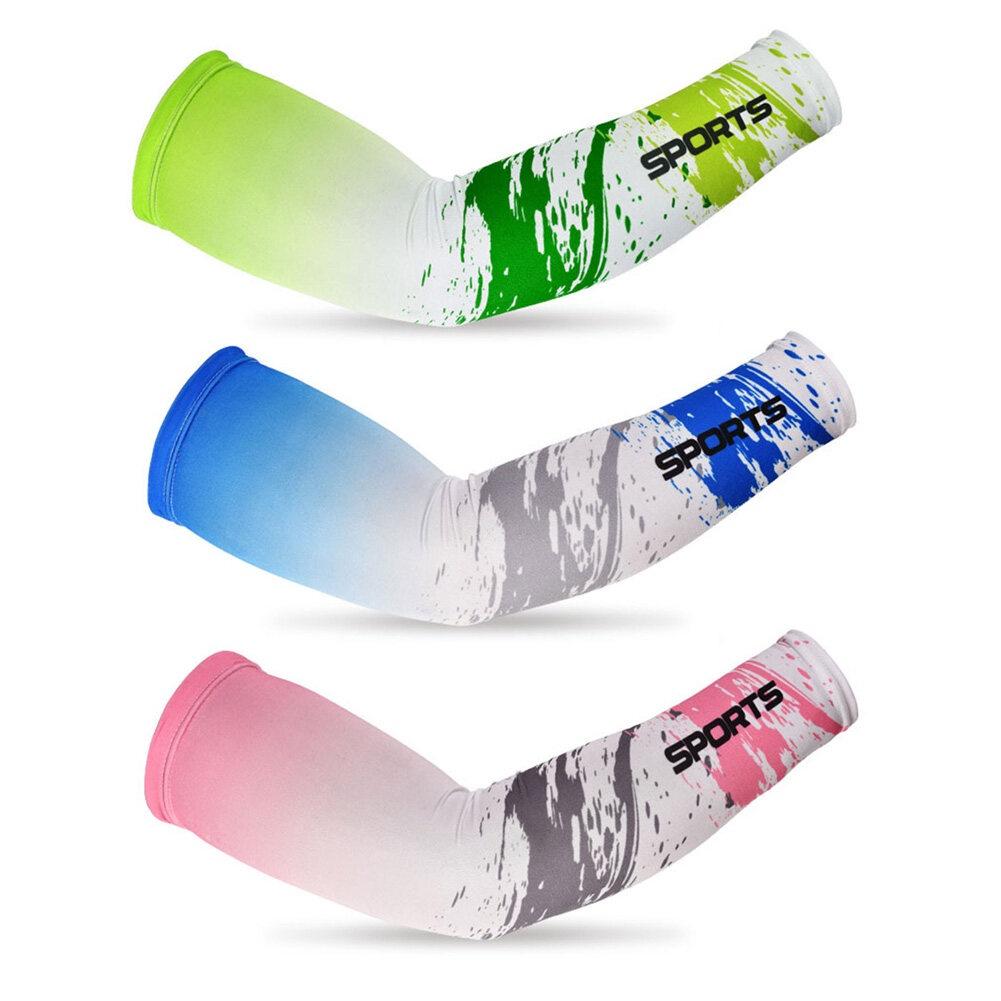 1 Cặp Găng Tay Chống Nắng Bằng Lụa Lạnh Màu Gradient Cho Nam Và Nữ Khi Đi Xe Đạp/Xe Máy