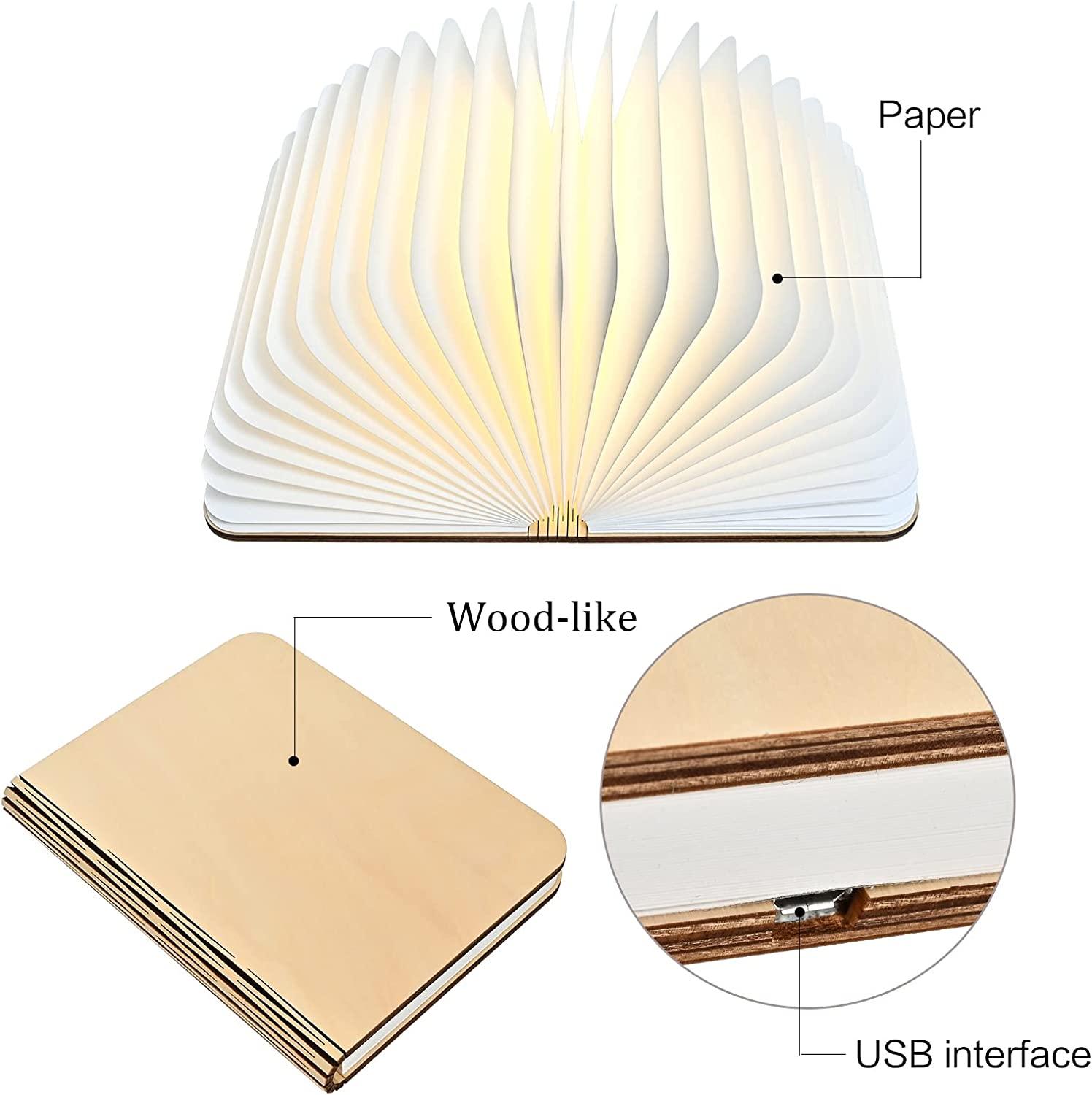 Đèn LED bằng gỗ, đèn từ khóa gập để quà giáng sinh sáng tạo, đèn giấy sạc USB, đèn trang trí pin 700mAh