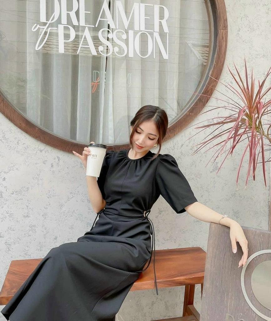 ĐẦM MIDI TAY PHỒNG RÚT DÂY EO 11867