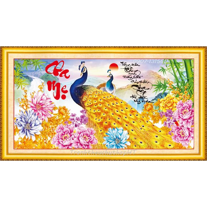 Tranh thêu chữ thập Cha mẹ LV3124 - tự thêu