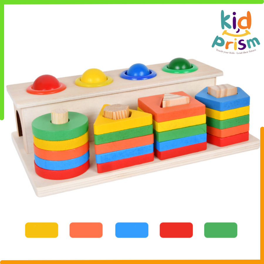 Bộ Đập Bóng và Thả Hình Khối Kết Hợp 2 in 1 cho Bé từ 18+ tháng trở lên - Giáo Cụ Montessori