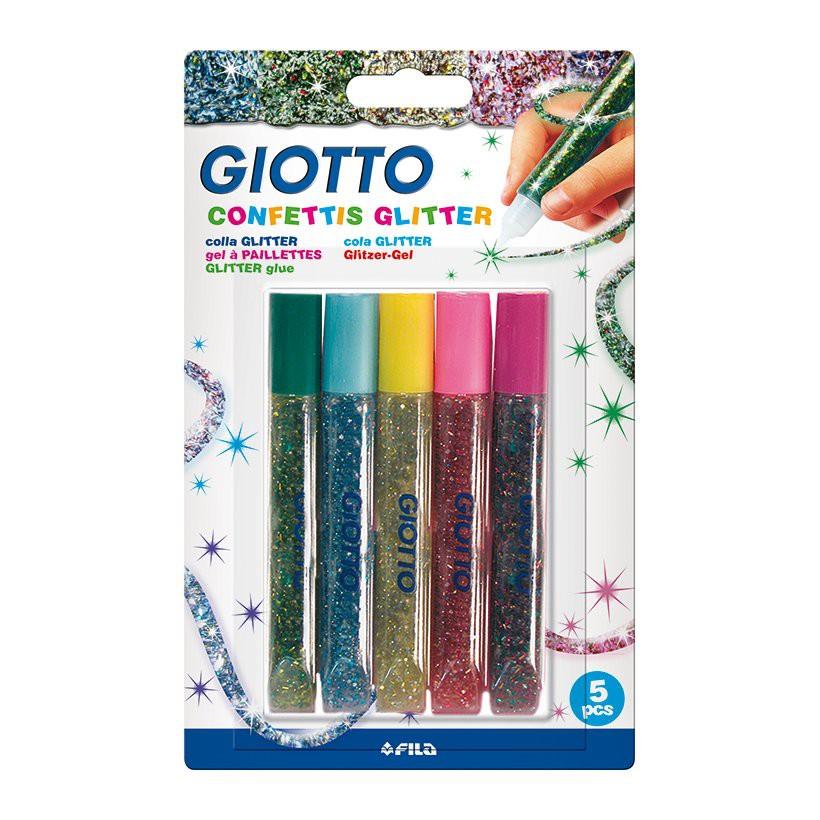 Bút gel nhũ Giotto Confettis Glitter - Vỉ 5 chiếc (Ý)