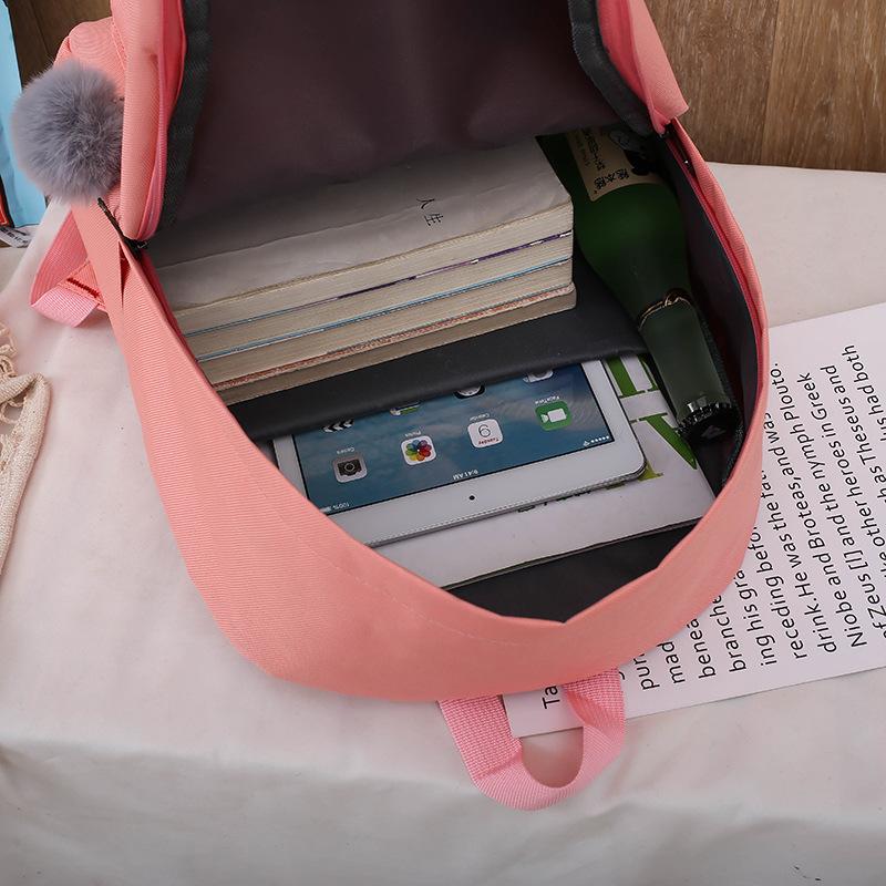 Vải Bố Schoolbags Cho Bé Gái Đeo Vai 4 Set Bộ Thời Trang Nữ Ba Lô Trường Cao Đẳng Tay Trẻ Em Kawaii Ba Lô
