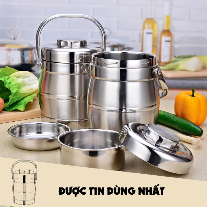 Cặp Lồng Cơm Giữ Nhiệt Inox 3 Tầng Hc2019 - Miễn Phí Vận Chuyển