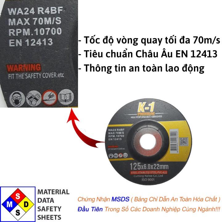 Hộp 25 viên ĐÁ MÀI SẮT, KIM LOẠI 1 TẤC 2 | Đá mài K1 125 | Đá mài phi 125