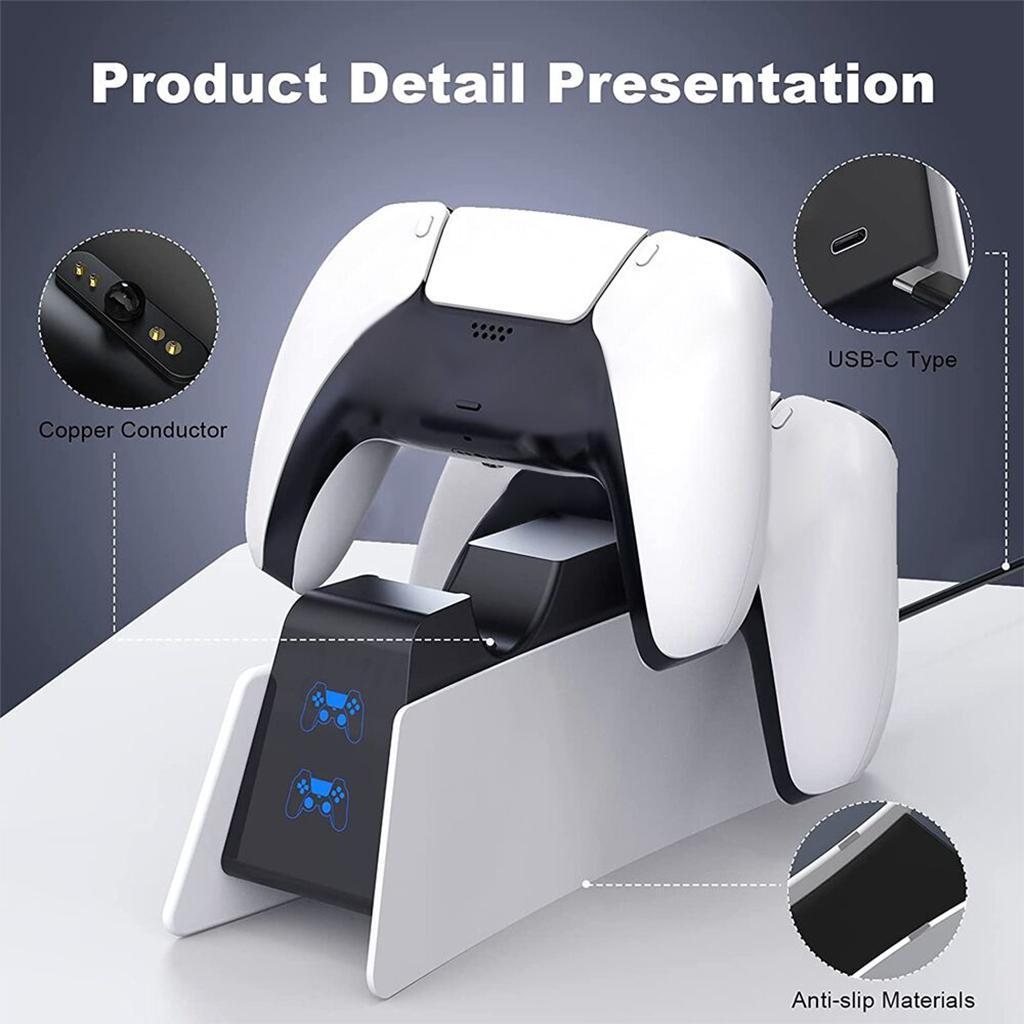 Controller Charger Station, Fast Type C Charging ,DualSense Controller Charging Dock ,for 5 Controllers for PS5 Controllers Gamepads