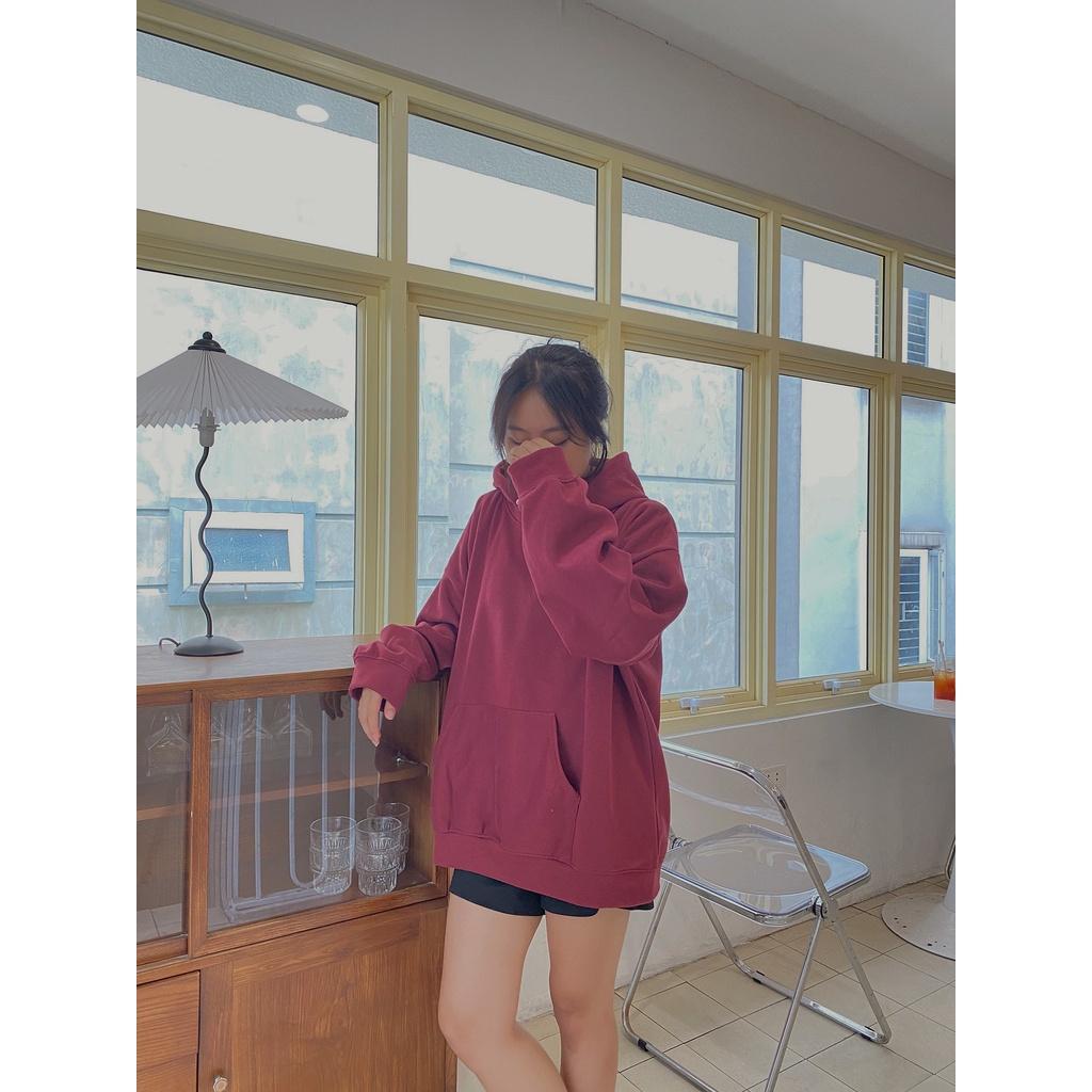 Áo Hoodie Nỉ Ngoại Nam Nữ Cúc Bấm Mũ Rộng 2 Lớp