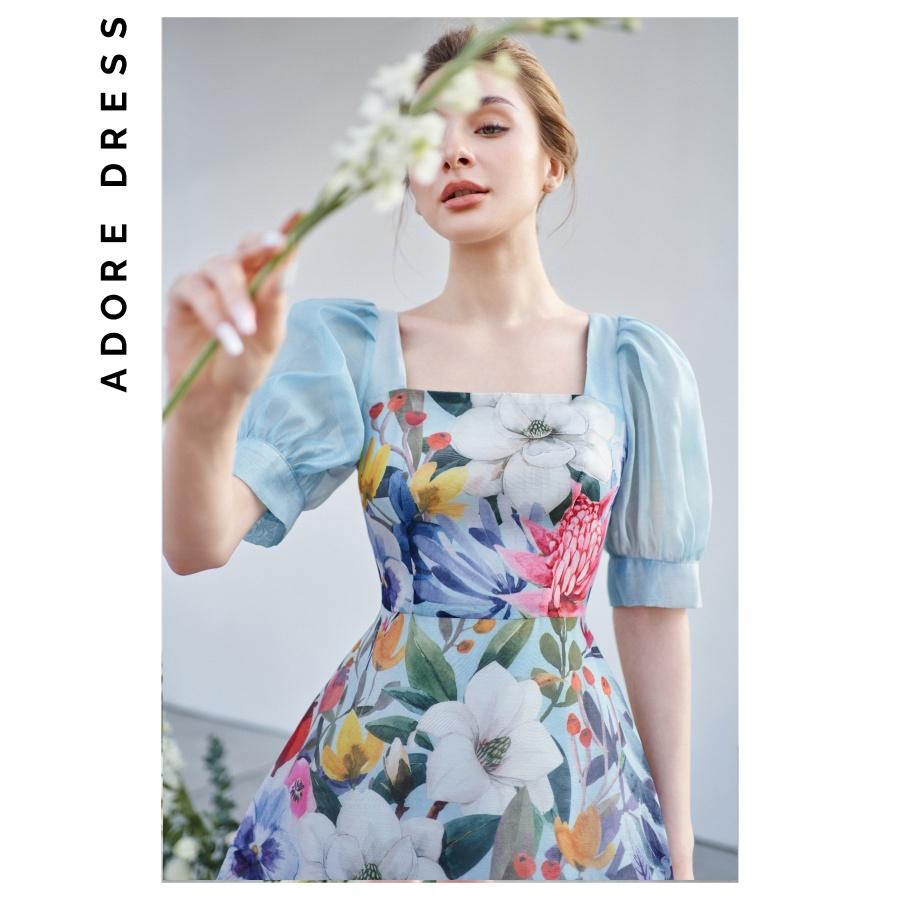 Đầm dáng a màu xanh thiên thanh 1VA1286 ADORE DRESS