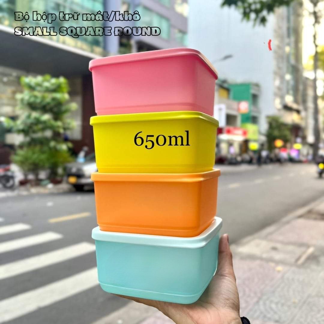 Bộ Hộp BQTP Small Square Round 4 Hộp TUPPERWARE HÀNG CHÍNH HÃNG