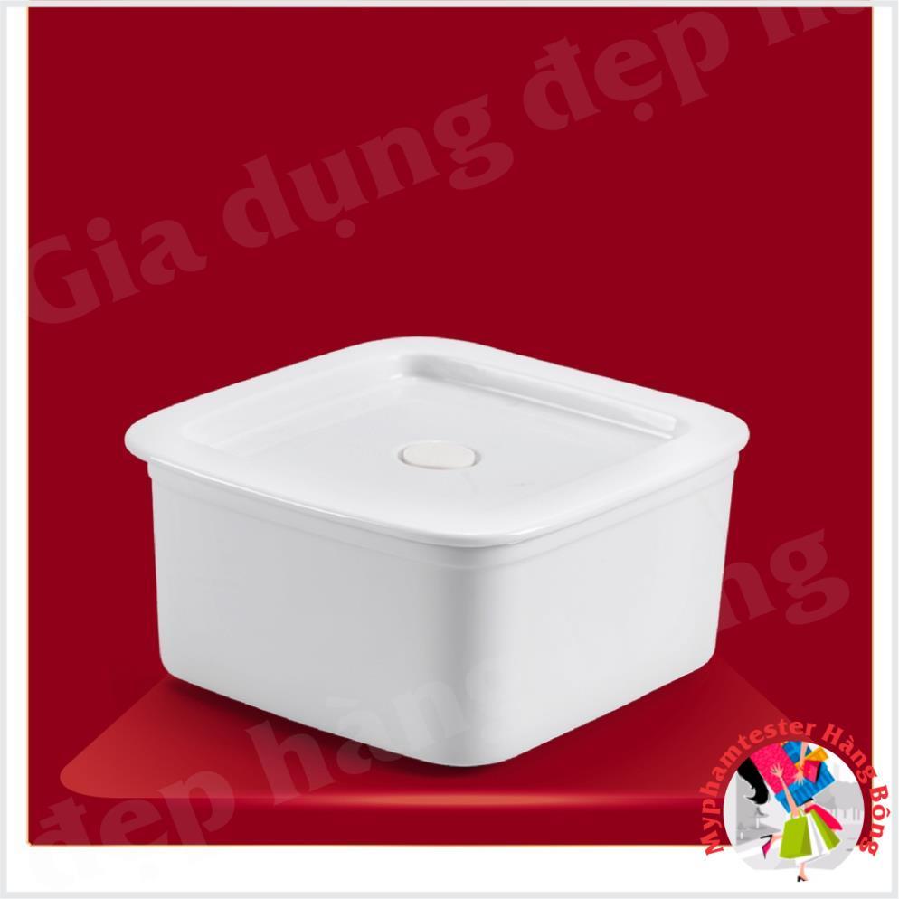 Quà tặng không bán - Hộp dưỡng sinh Minh Long vuông đựng thực phẩm 15 cm + nắp