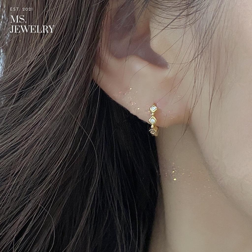 Khuyên Tai Bạc S925 Khuyên Tròn Đính Đá Cz
