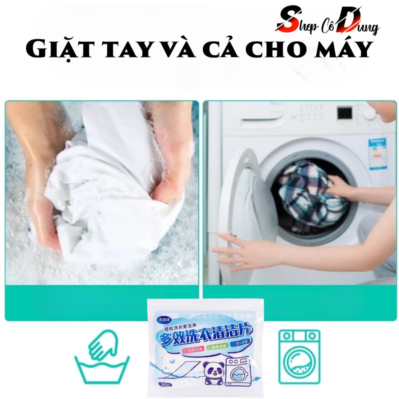 Giấy giặt quần áo túi 30 tờ, an toàn lành tính. Giấy giặt sinh học công nghệ hiện đại, hiệu quả cao