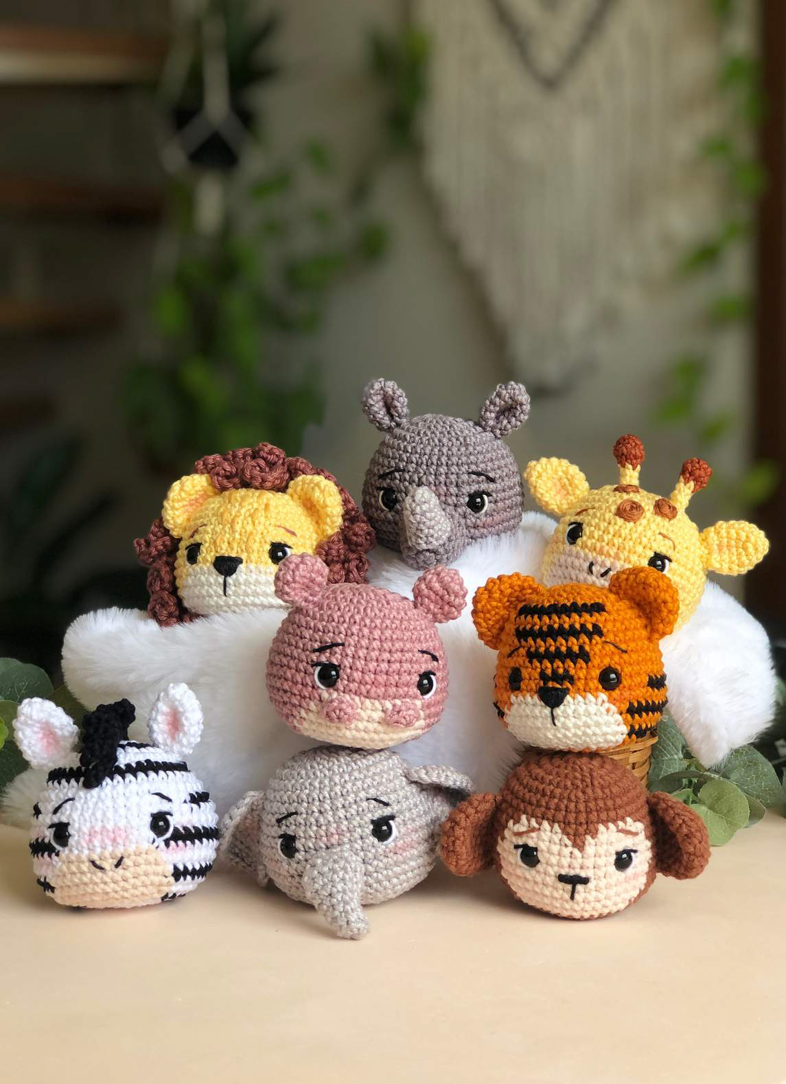 Baby zoo những chiếc đầu thú móc len handmade , dùng treo nôi, trang trí túi xách, balo, trang trí tường, đồ chơi tập cầm, nắm an toàn, quà thôi nôi, quà lưu niệm