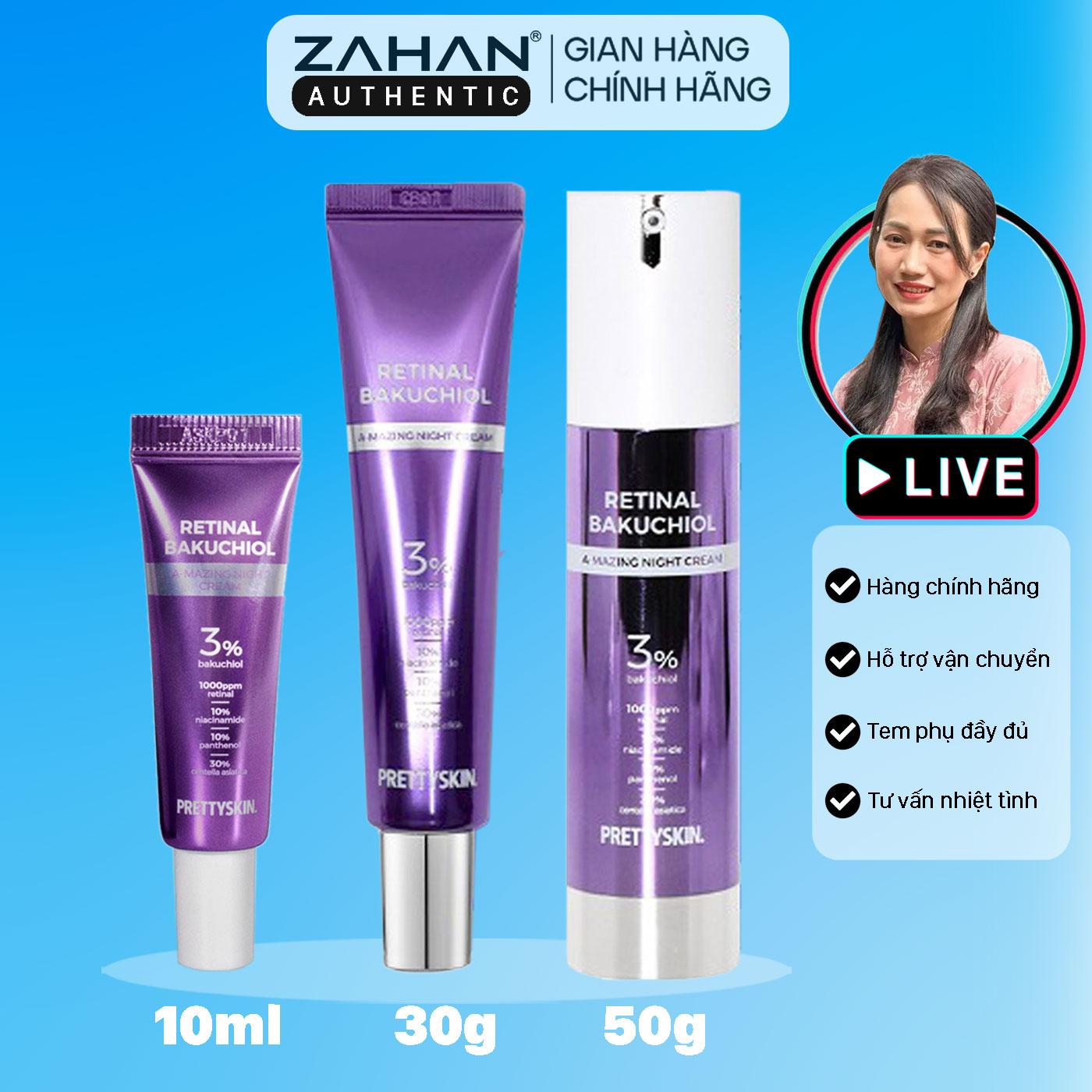 Kem dưỡng tái tạo, trẻ hoá làn da PRETTYSKIN RETINAL BAKUCHIOL A-MAZING NIGHT CREAM