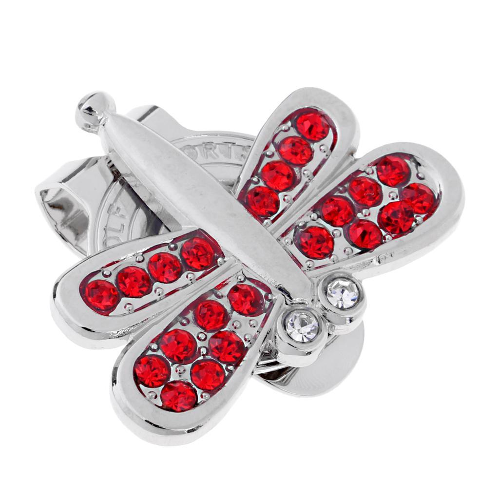 Alloy Golf Crystal Hat Cap Clip with Magnetic Detachable Ball Marker Crystal Dragonfly Shape for Ladies