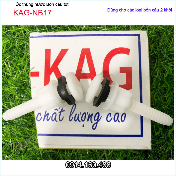 Ốc thùng nước bồn cầu thiên thanh KAG-NB17, ốc két xí bệt 2 khối nhựa trắng 100% loại 1 không gỉ séc