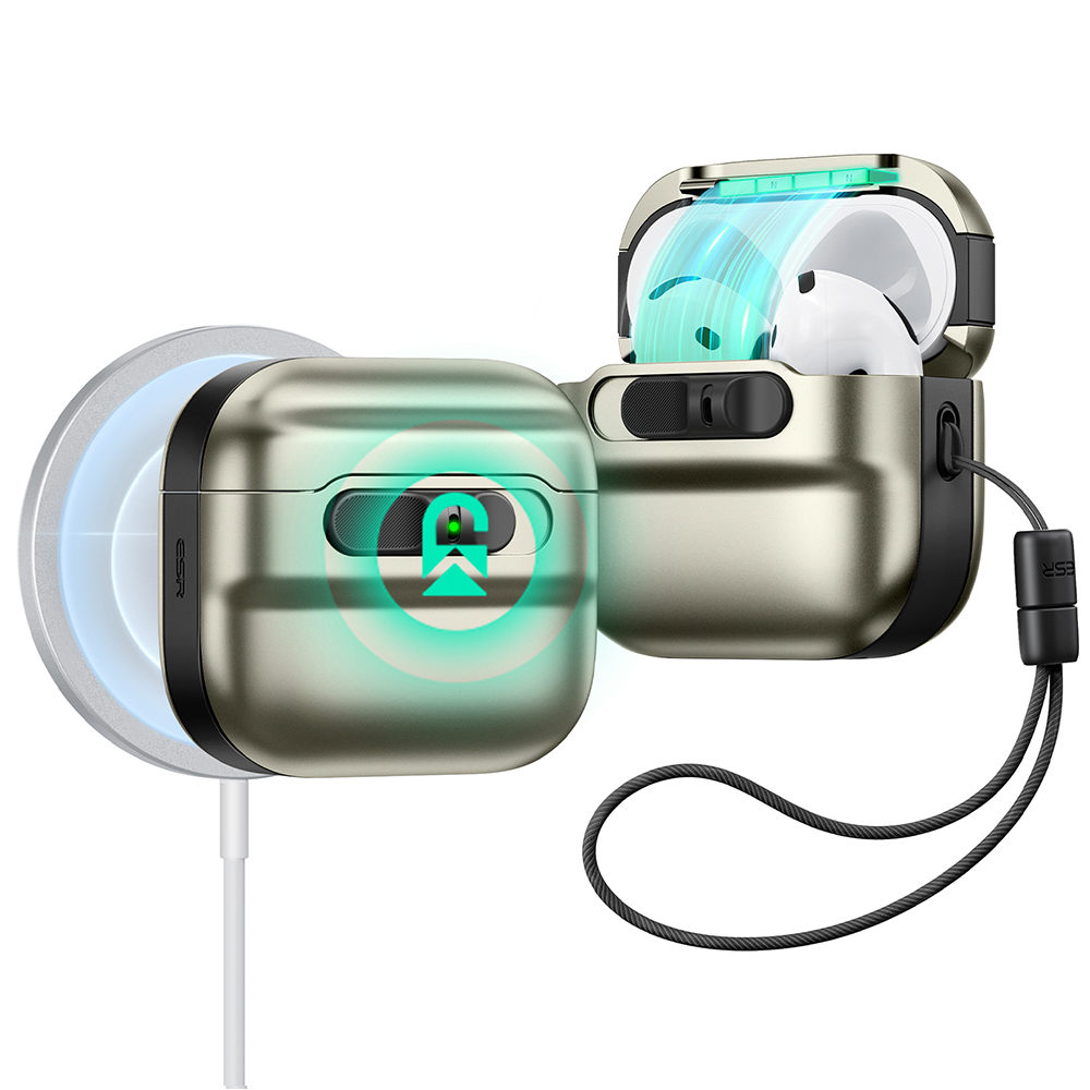Ốp ESR Pulse FlickLock (HaloLock) có khoá thông minh cho Airpods 4 sạc từ tính, kèm dây đeo_ Hàng Chính Hãng