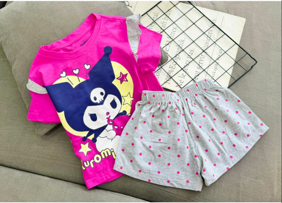 Đồ bộ bé gái, bộ cộc tay mùa hè cho bé gái size 12-40kg chất cotton mềm mịn mát