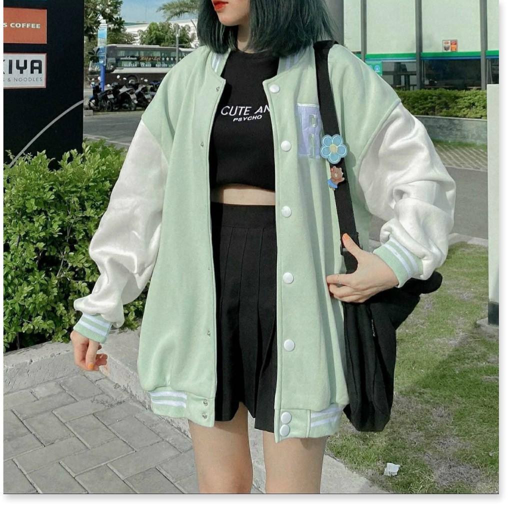 Áo cardigan nữ form rộng in họa tiết chữ R dễ thương Fashion