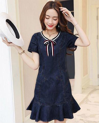 Đầm Jean Đuôi Cá Cổ Vền DJ_7050