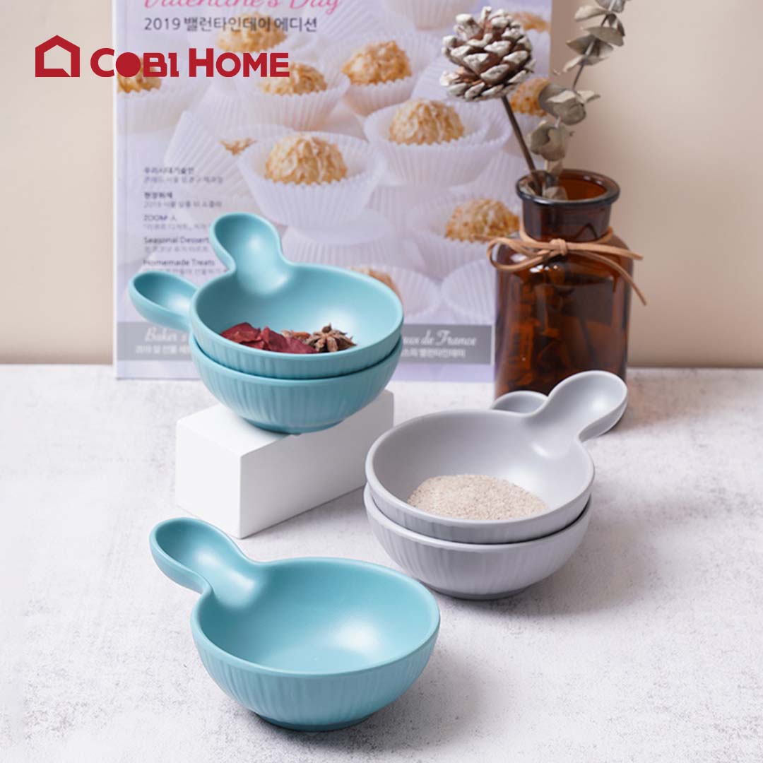 Dĩa chấm hình tròn có tay cầm bằng melamine cao cấp - 2 màu