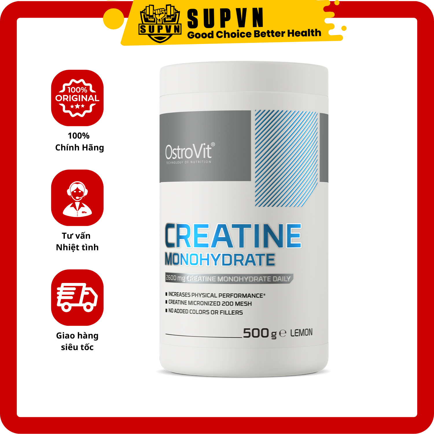 Creatine Ostrovit 500gram - Hỗ trợ tăng sức mạnh, sức bền, phát triển cơ bắp chính hãng giá tốt 100 lần dùng - Chanh