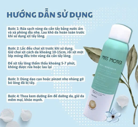 Xịt tẩy lông dạng bọt Miss Moter chiết xuất lô hội dịu nhẹ Nhật Bản 150ml