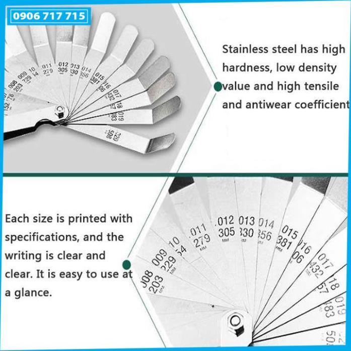 Thước đo khe hở - Thước căn lá inox 0.127-0.508mm - Thước lá đo khe hở bằng thép không gỉ