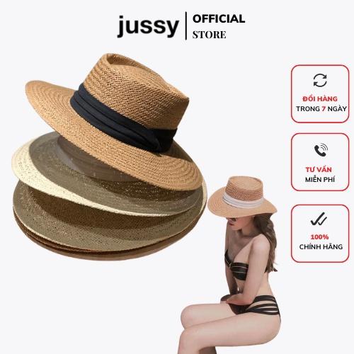 Mũ Cói Đi Bển Jussy Fashion Nón Cói Rộng Vành Chất Cói Tự Nhiên, Mũ Gaucho Sang Chảnh Đóng Hộp To Giữ Form Nón