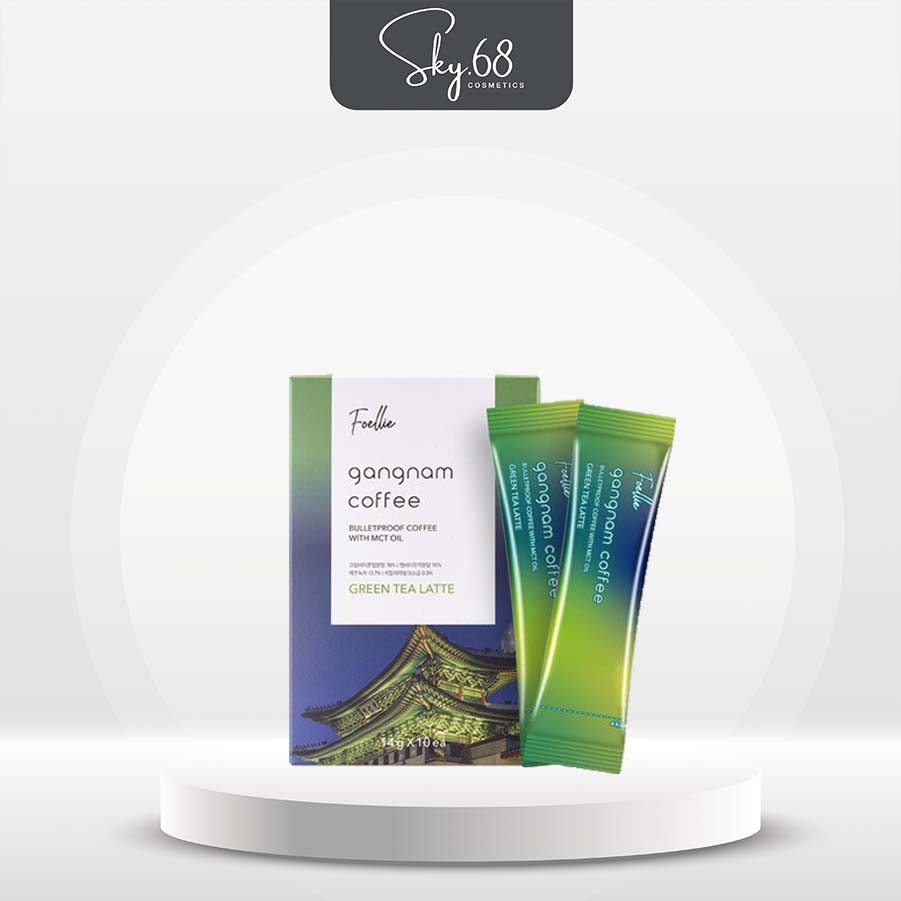 Hộp 10 Gói Cà Phê HƯƠNG TRÀ XANH Foellie Gangnam Coffee 14g x 10 - Green Tea Latte