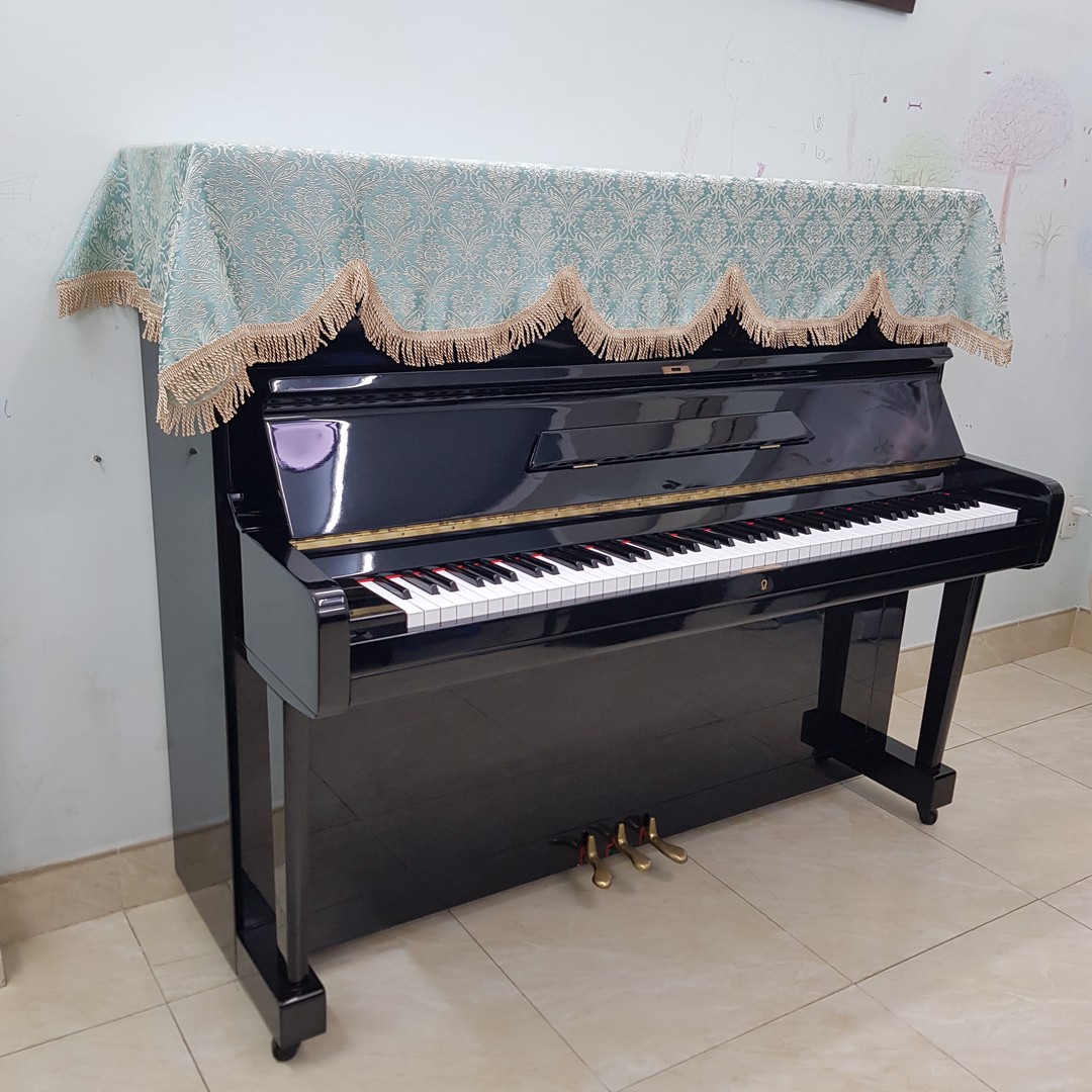 Khăn phủ đàn Piano cơ mẫu họa tiết hoa xanh gấm