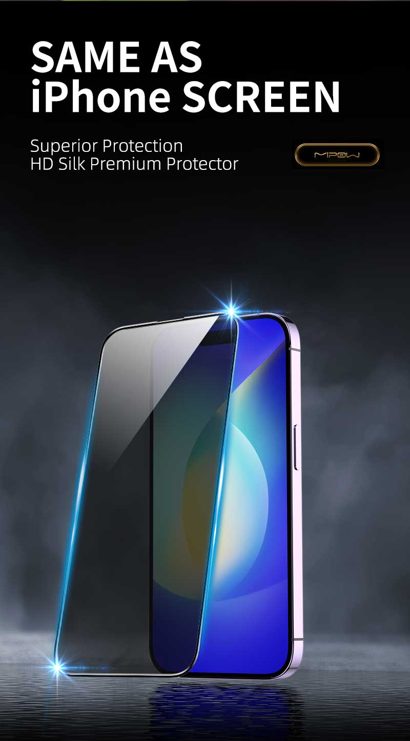 Miếng Dán Kính Cường Lực Chống Nhìn Trộm Mipow KingBull Cho iPhone 16 Pro Max | 16 Pro | 16 Plus | 16 ANTI-SPY PREMIUM - Hàng chính hãng
