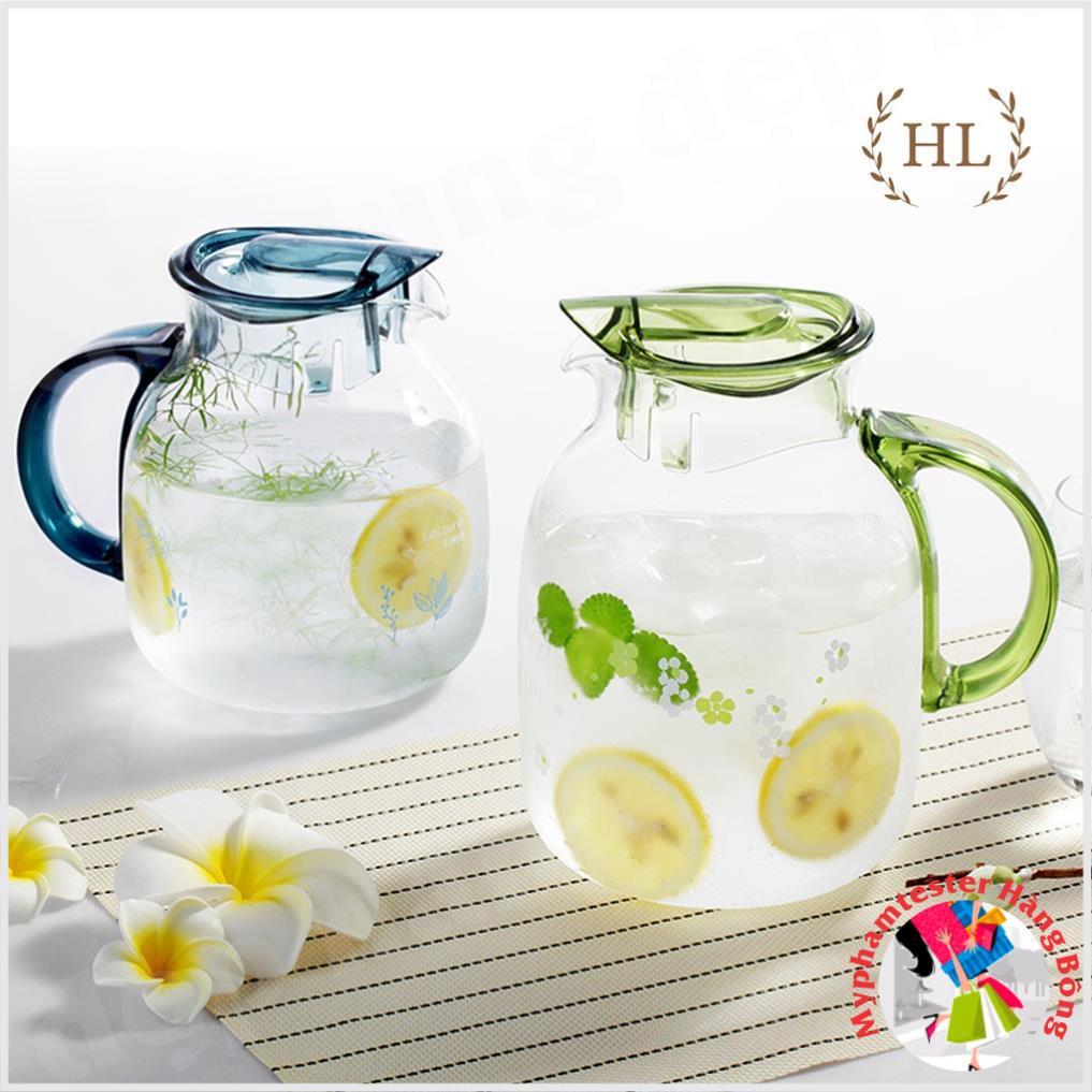 Bình đựng nước thuỷ tinh LiLac 1.5 - 2 Lít - Chịu nhiệt - Hoa Văn cao cấp